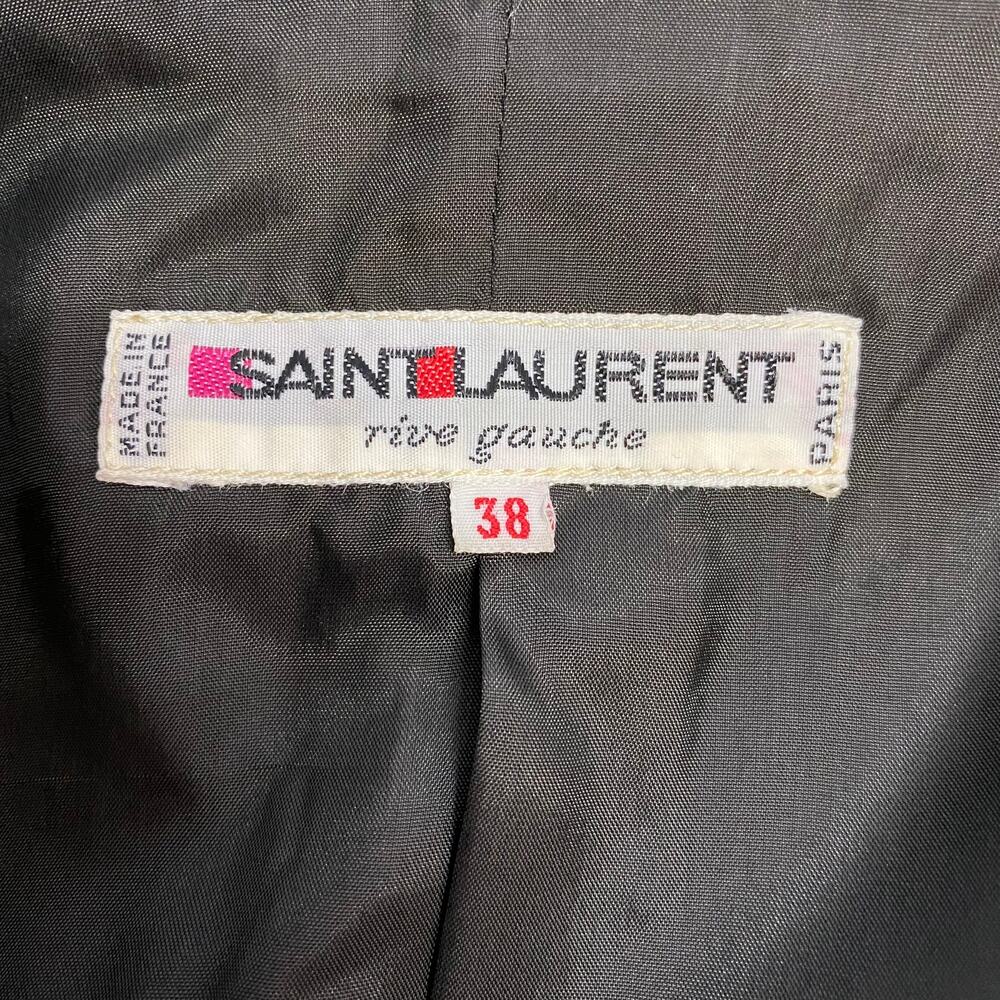 VINTAGE YSL Yves Saint Laurent Rive Gauche Green Plaid Wool Skirt Set FR 38 XS - Picture 14 of 15